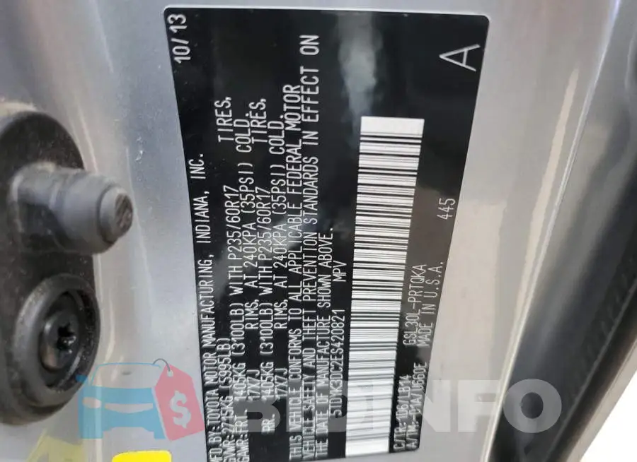 5TDYK3DC2ES420821 Photo# 13