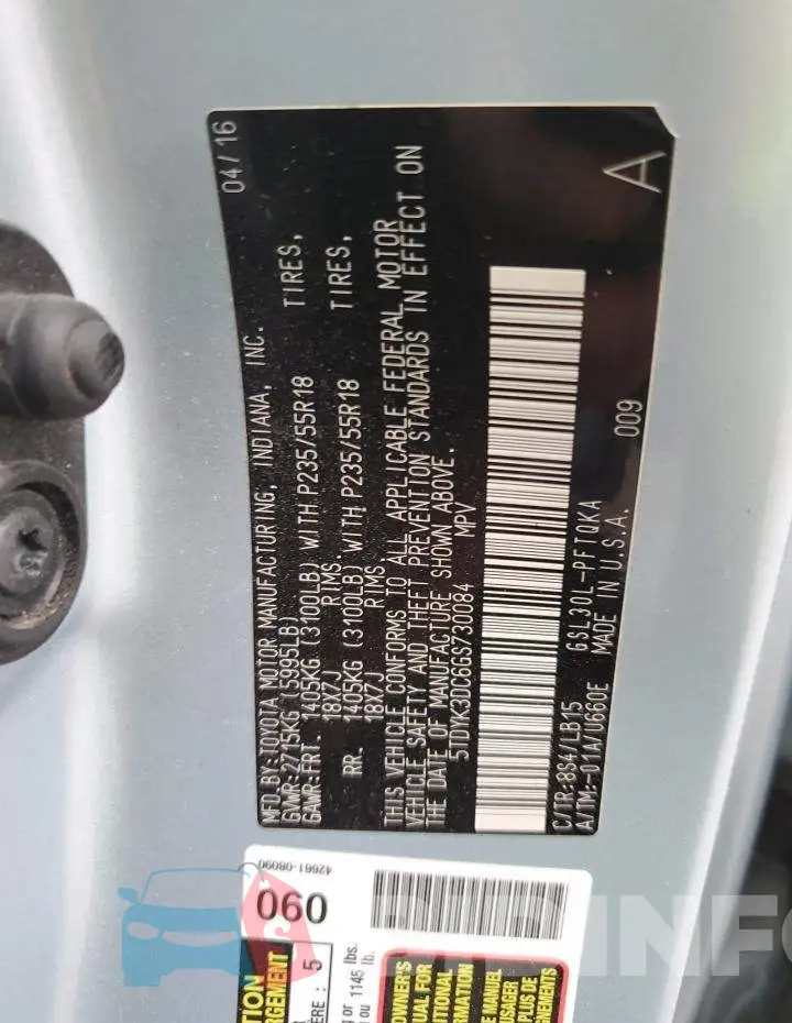 5TDYK3DC6GS730084 Photo# 13