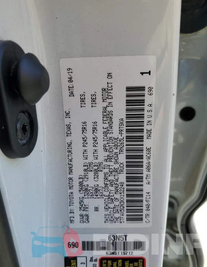 5TFAX5GN3KX152248 Photo# 12