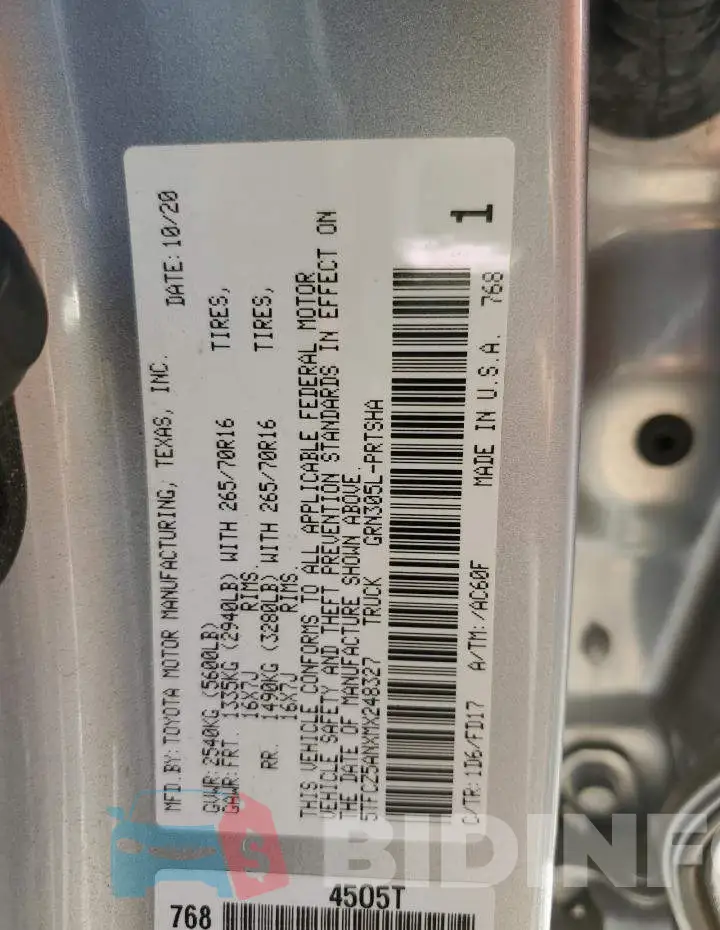 5TFCZ5ANXMX248327 Photo# 12