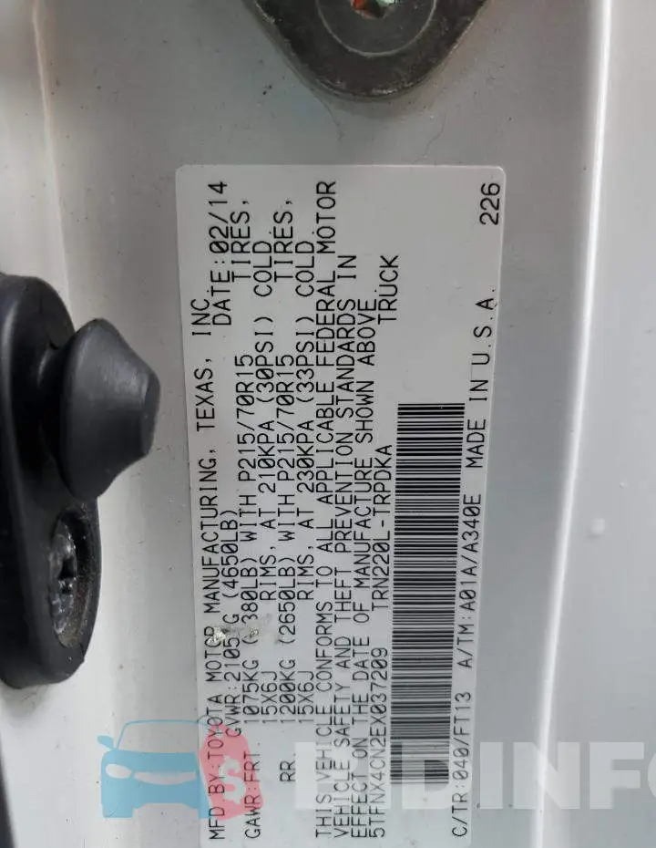 5TFNX4CN2EX037209 Photo# 12