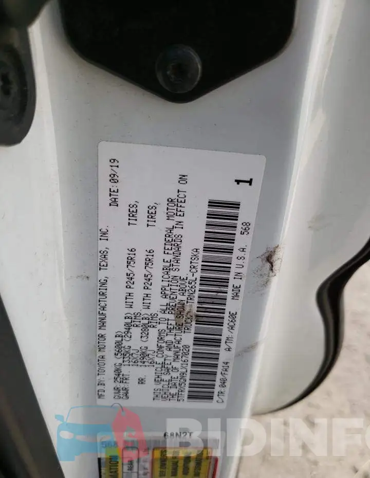 5TFRX5GN9LX167020 Photo# 12