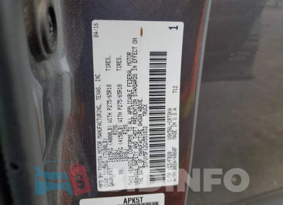 5TFUY5F12GX551832 Photo# 12