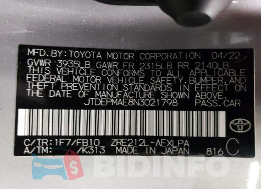 JTDEPMAE8N3021798 Photo# 12