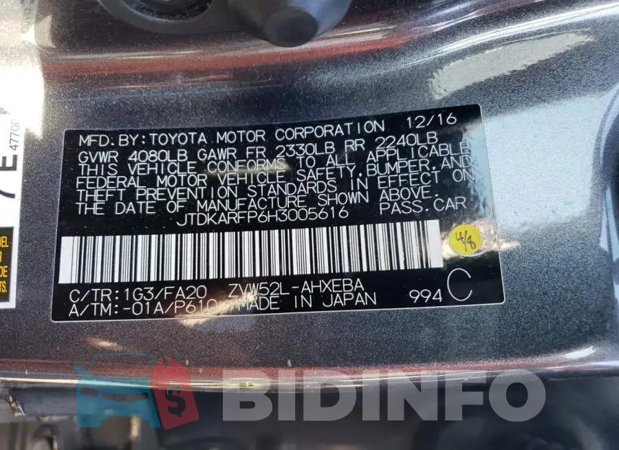 JTDKARFP6H3005616 Photo# 13