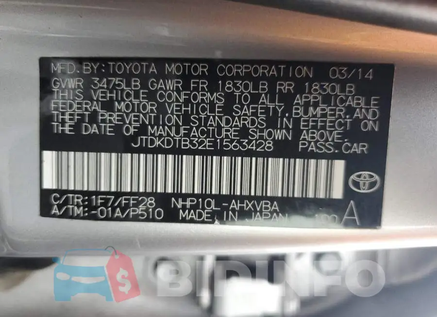 JTDKDTB32E1563428 Photo# 12