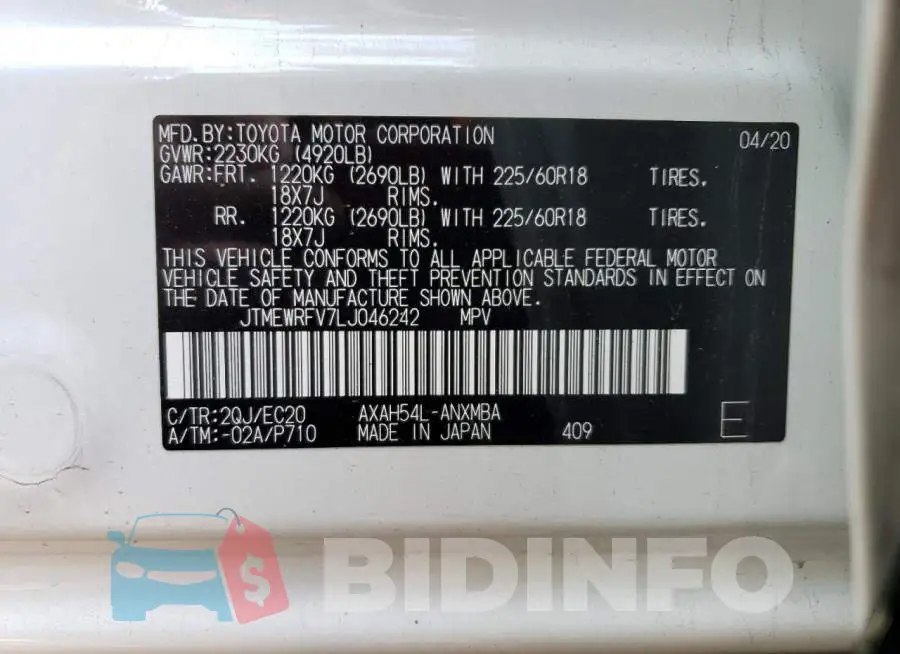 JTMEWRFV7LJ046242 Photo# 12