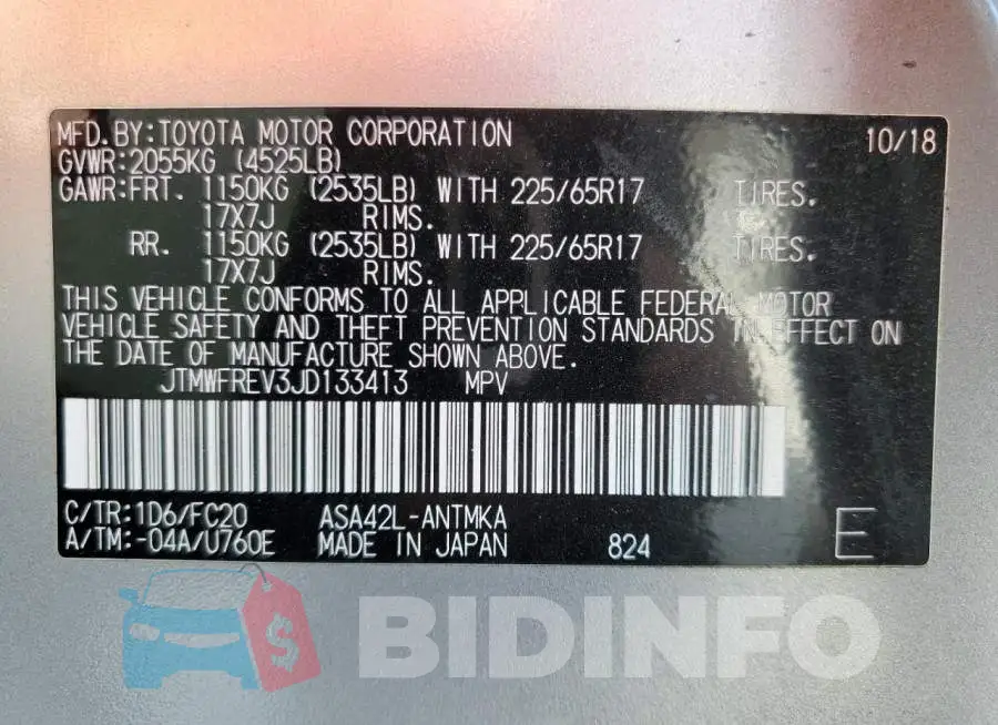 JTMWFREV3JD133413 Photo# 14