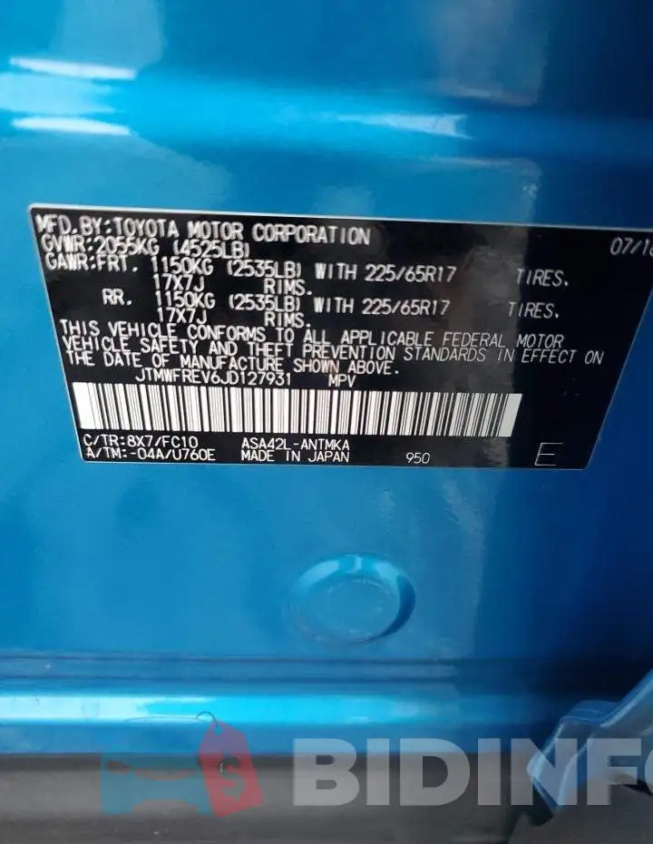 JTMWFREV6JD127931 Photo# 13