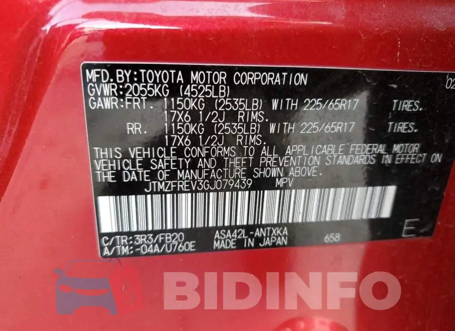 JTMZFREV3GJ079439 Photo# 13
