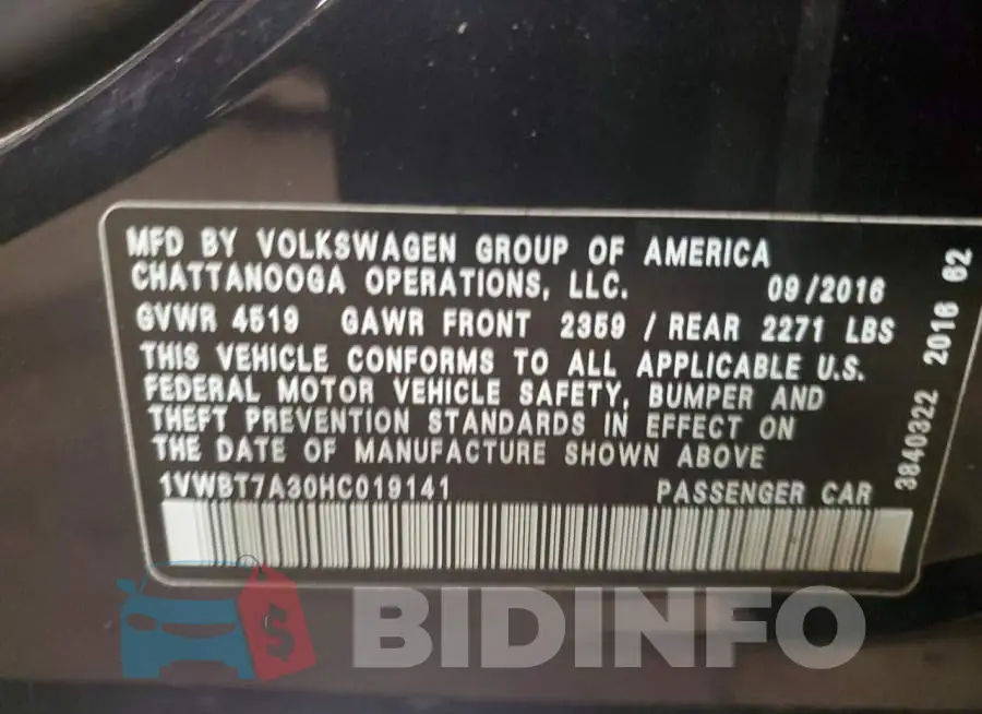 1VWBT7A30HC019141 Photo# 12