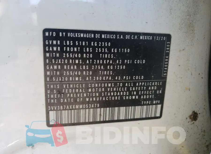 3VV3B7AXXMM053479 Photo# 12