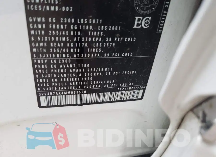 3VV4B7AX4MM061520 Photo# 13