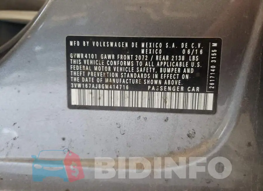 3VW167AJ8GM414716 Photo# 13