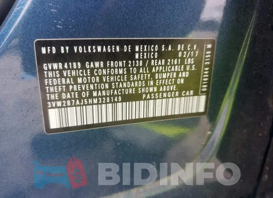 3VW2B7AJ5HM328149 Photo# 12