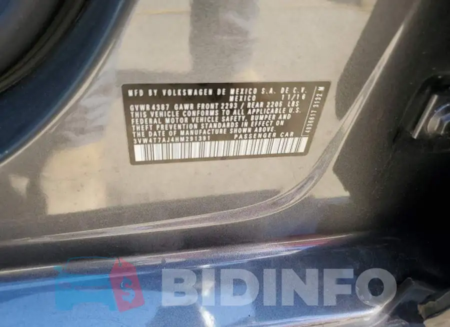 3VW4T7AJ4HM291391 Photo# 13