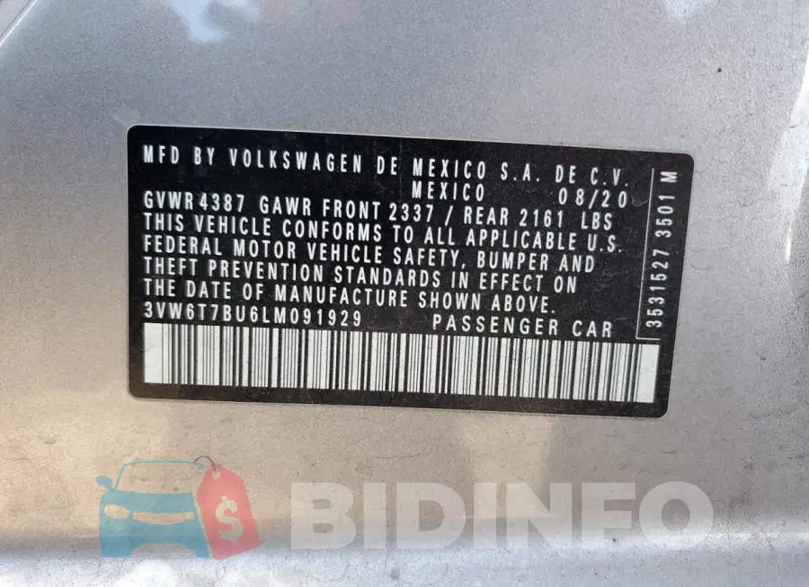 3VW6T7BU6LM091929 Photo# 12