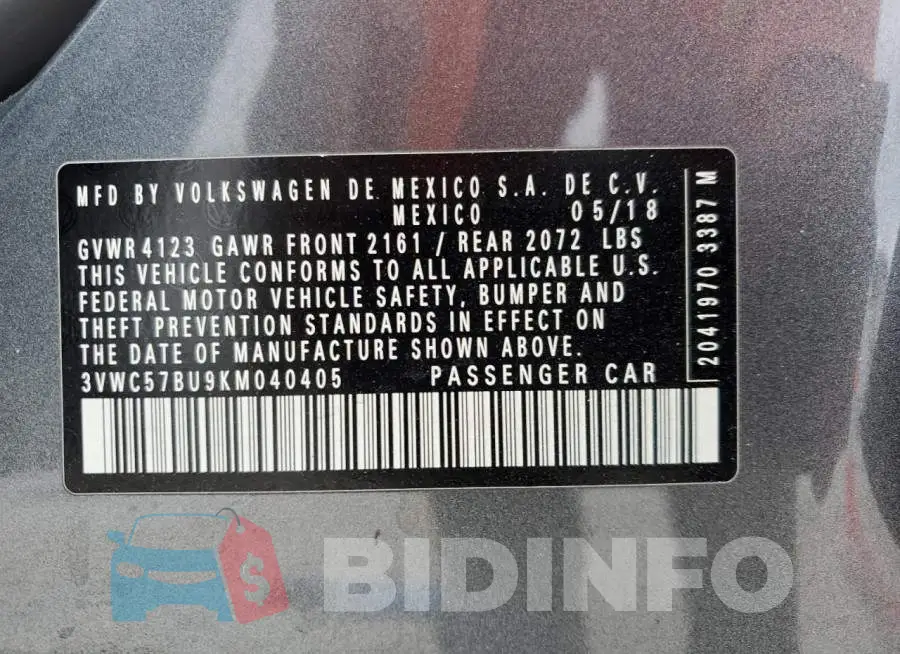3VWC57BU9KM040405 Photo# 13