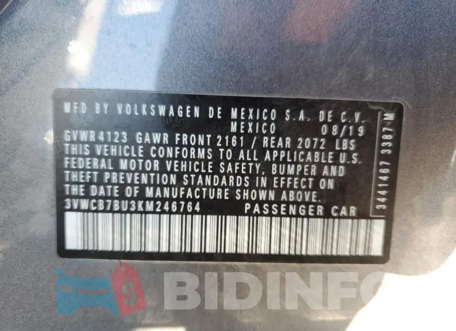3VWCB7BU3KM246764 Photo# 12