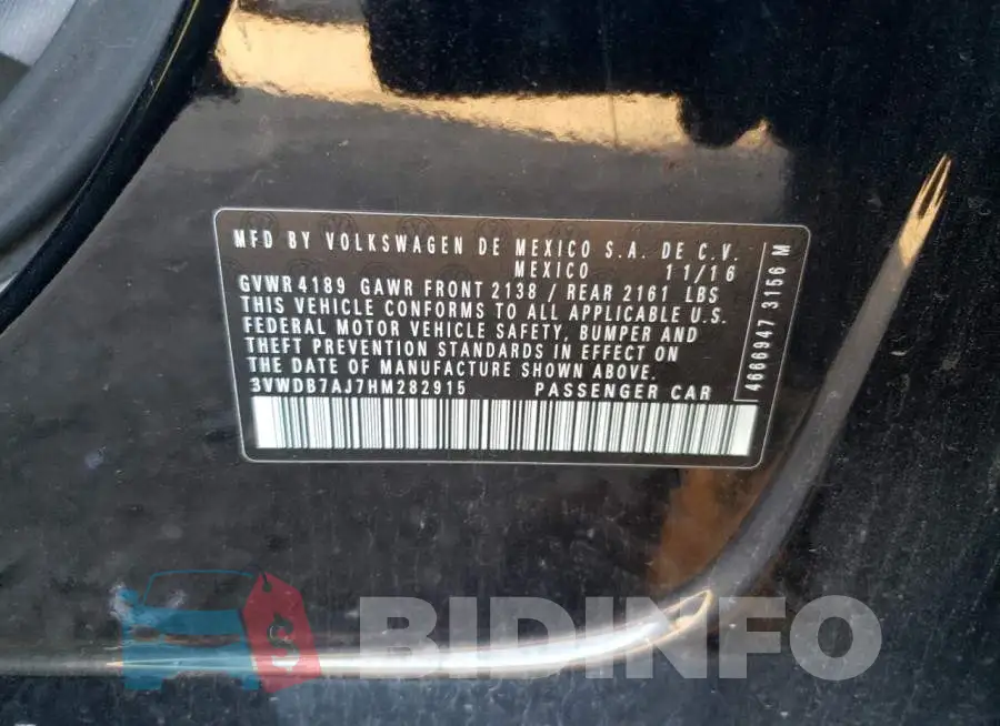 3VWDB7AJ7HM282915 Photo# 12
