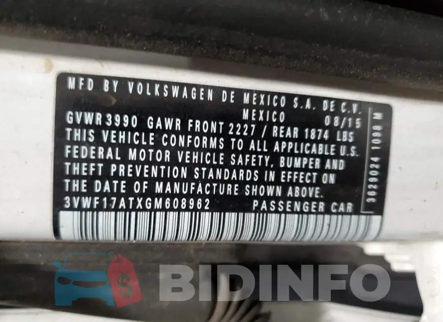 3VWF17ATXGM608962 Photo# 13