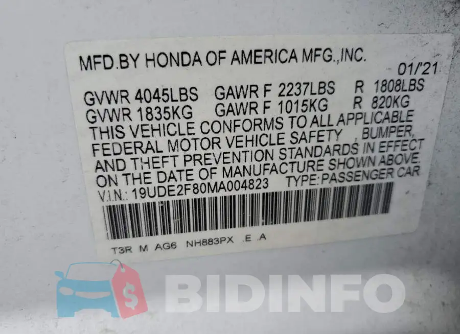 19UDE2F80MA004823 Photo# 12