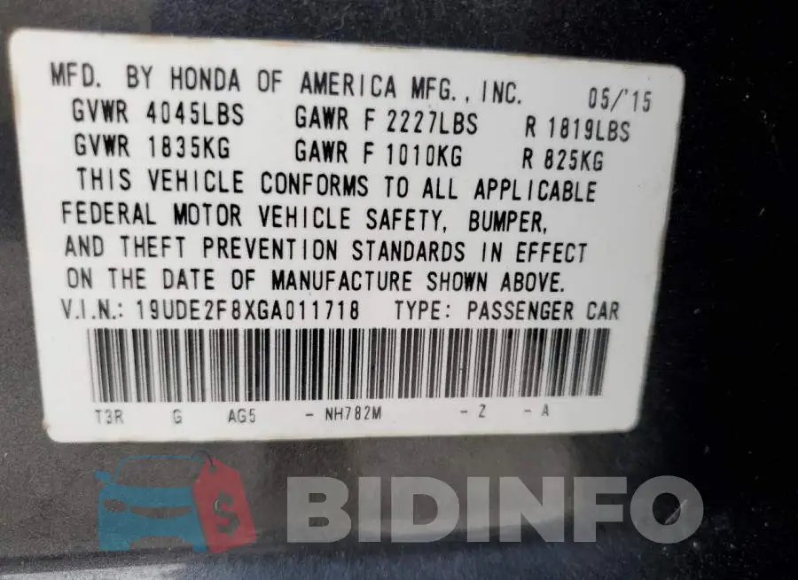 19UDE2F8XGA011718 Photo# 12
