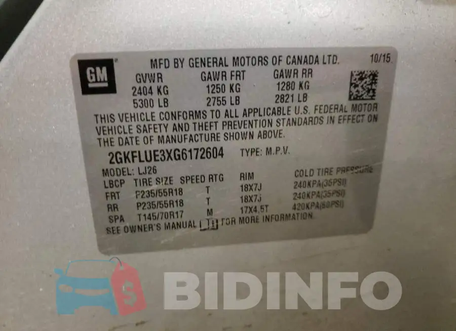2GKFLUE3XG6172604 Photo# 13