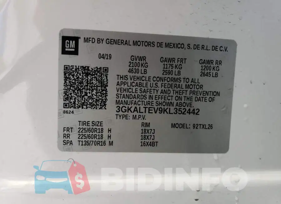 3GKALTEV9KL352442 Photo# 13