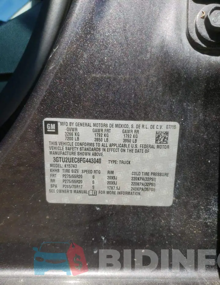 3GTU2UEC8FG443040 Photo# 12