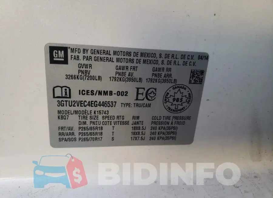 3GTU2VEC4EG446537 Photo# 12