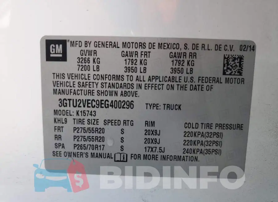 3GTU2VEC9EG400296 Photo# 12