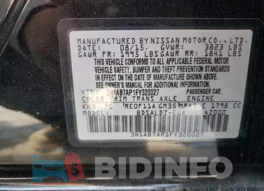 3N1AB7AP1FY320027 Photo# 10