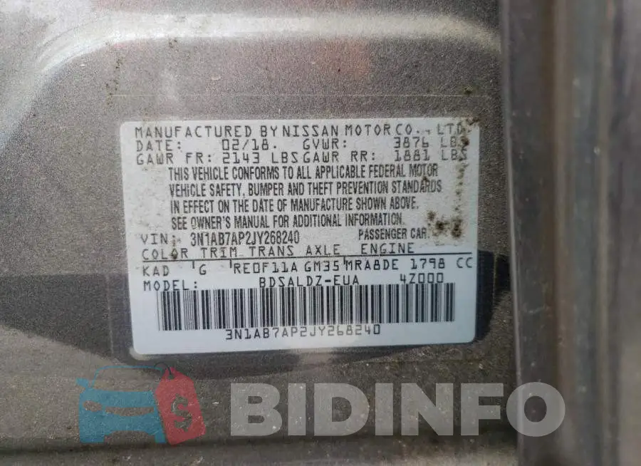 3N1AB7AP2JY268240 Photo# 12