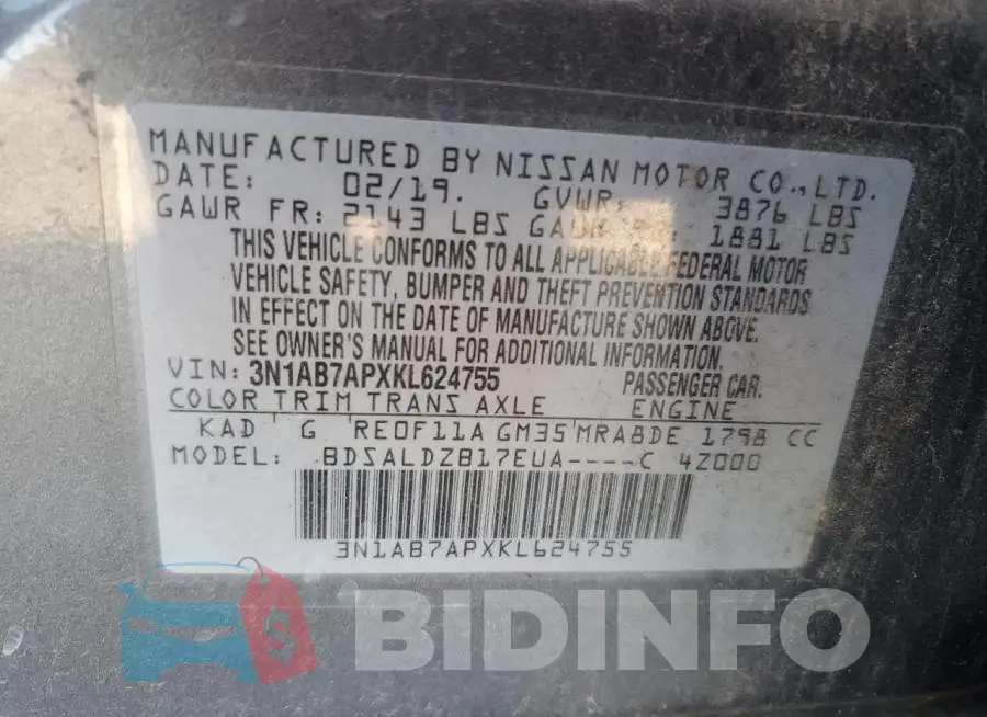 3N1AB7APXKL624755 Photo# 12