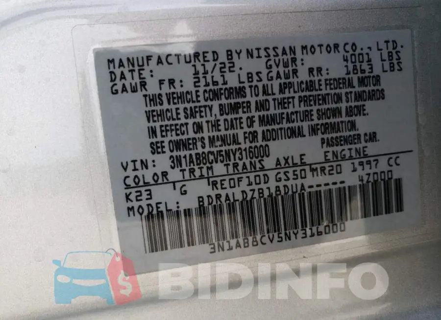 3N1AB8CV5NY316000 Photo# 12