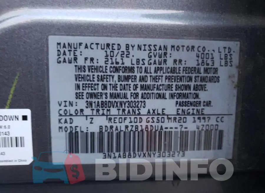 3N1AB8DVXNY303273 Photo# 13
