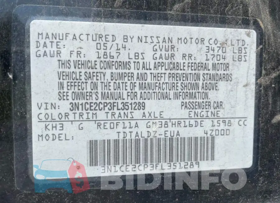 3N1CE2CP3FL351289 Photo# 10