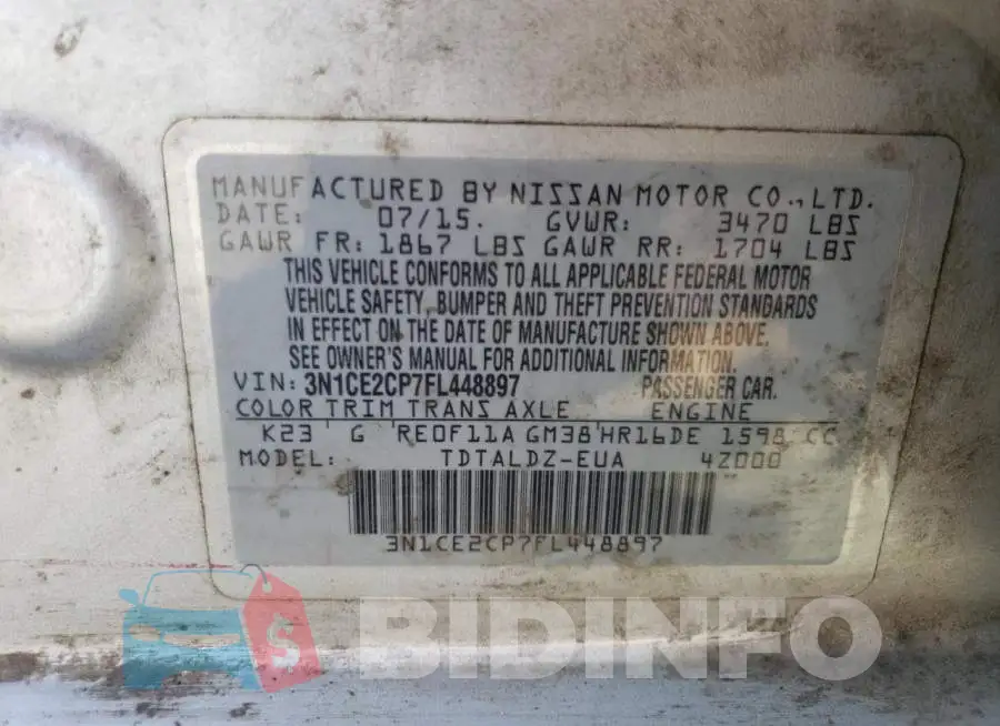 3N1CE2CP7FL448897 Photo# 12