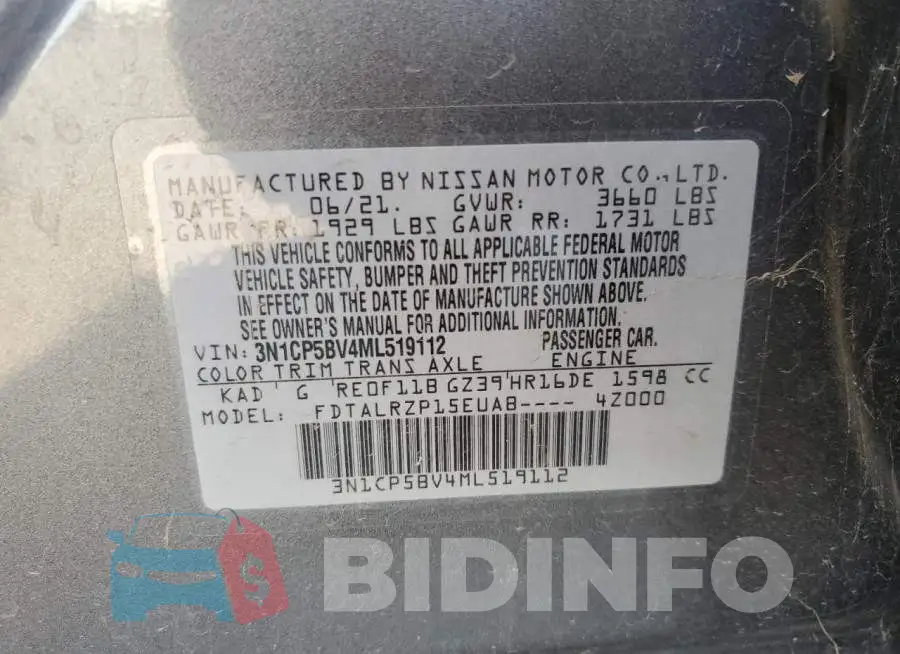 3N1CP5BV4ML519112 Photo# 12