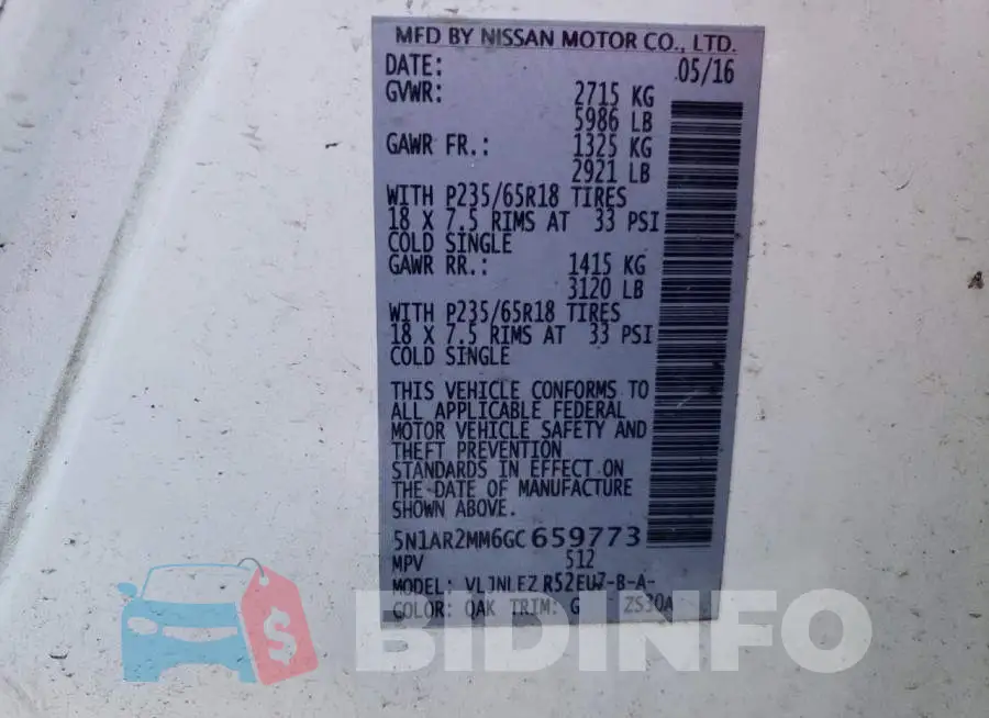 5N1AR2MM6GC659773 Photo# 13