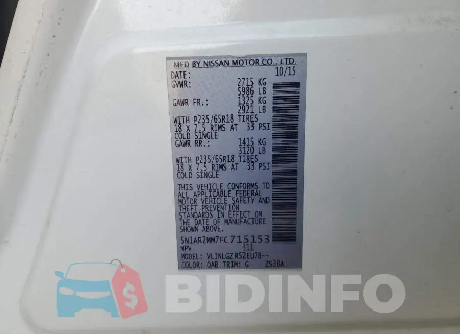 5N1AR2MM7FC715153 Photo# 13