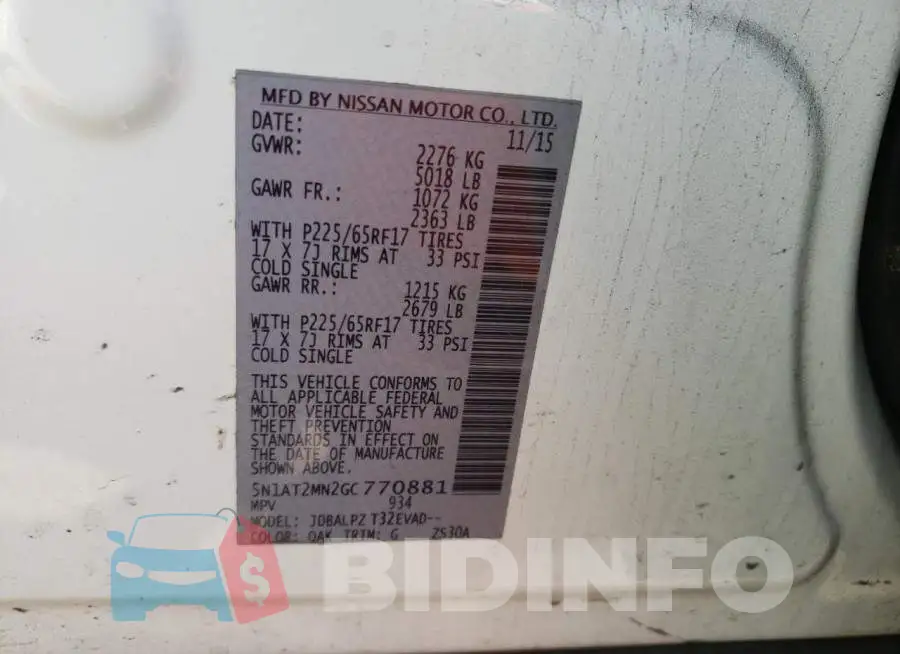 5N1AT2MN2GC770881 Photo# 13