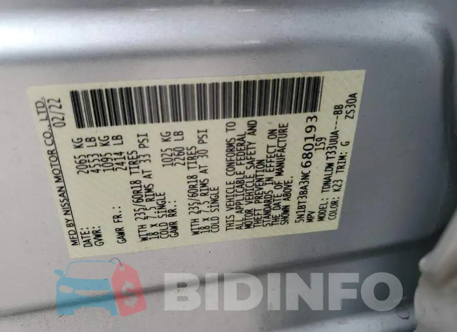 5N1BT3BA3NC680193 Photo# 13