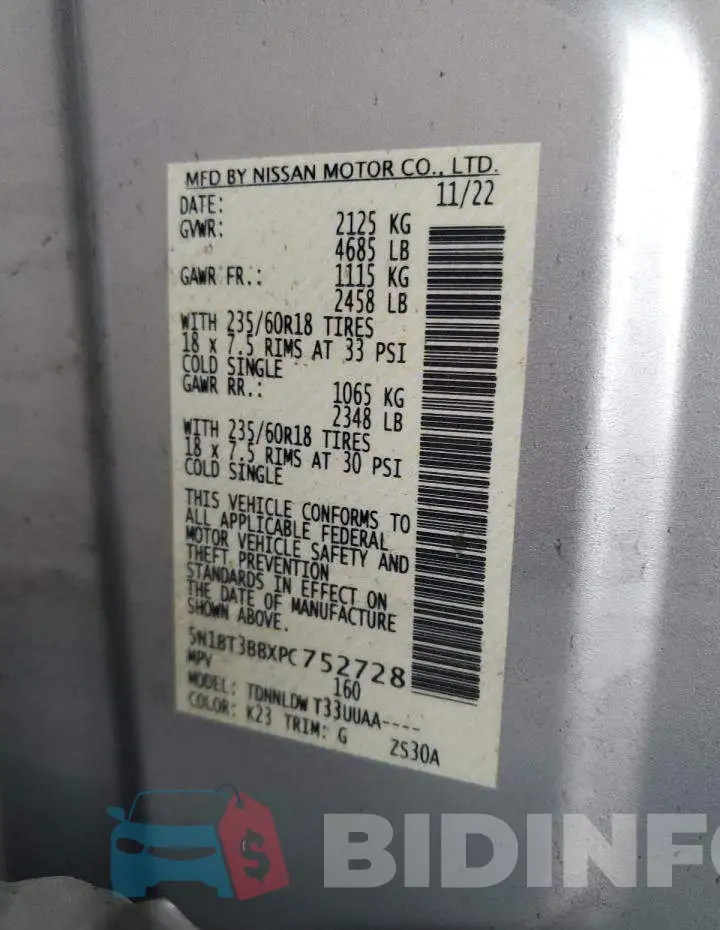 5N1BT3BBXPC752728 Photo# 13