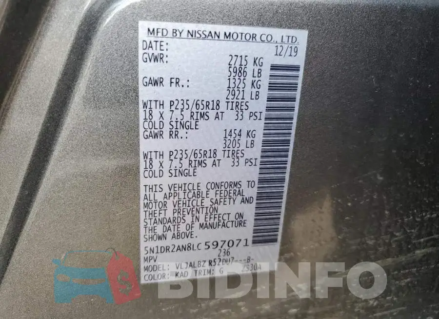 5N1DR2AN8LC597071 Photo# 13