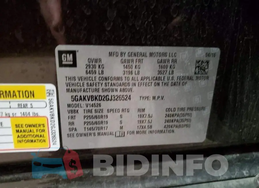 5GAKVBKD2GJ326524 Photo# 13