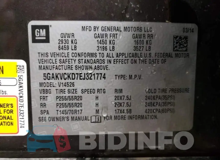 5GAKVCKD7EJ321774 Photo# 13