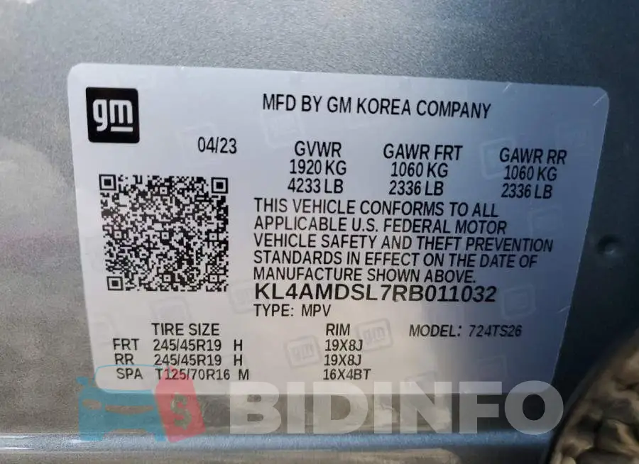 KL4AMDSL7RB011032 Photo# 13