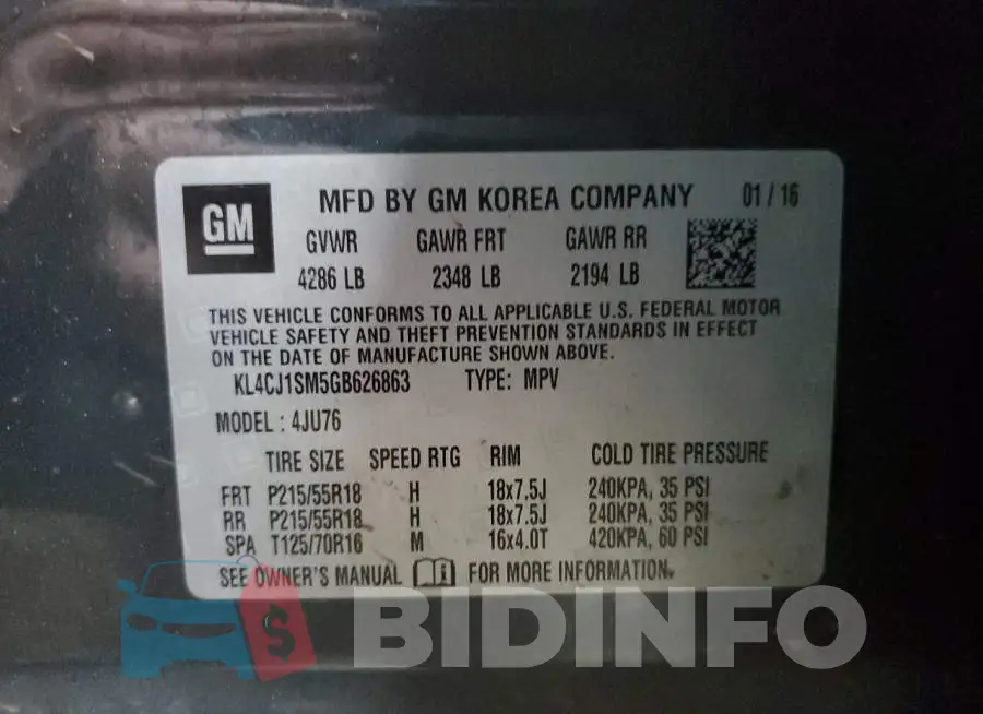 KL4CJ1SM5GB626863 Photo# 14